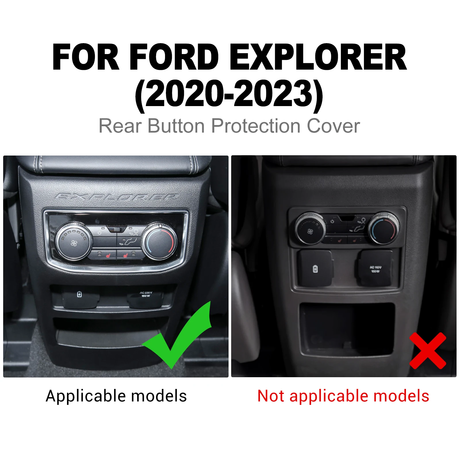 Carbon Fiber Style ABS For Ford Explorer 2020 2021 2022 2023 Car Rear AC Button Protection Cover Trim Internal Auto Accessories