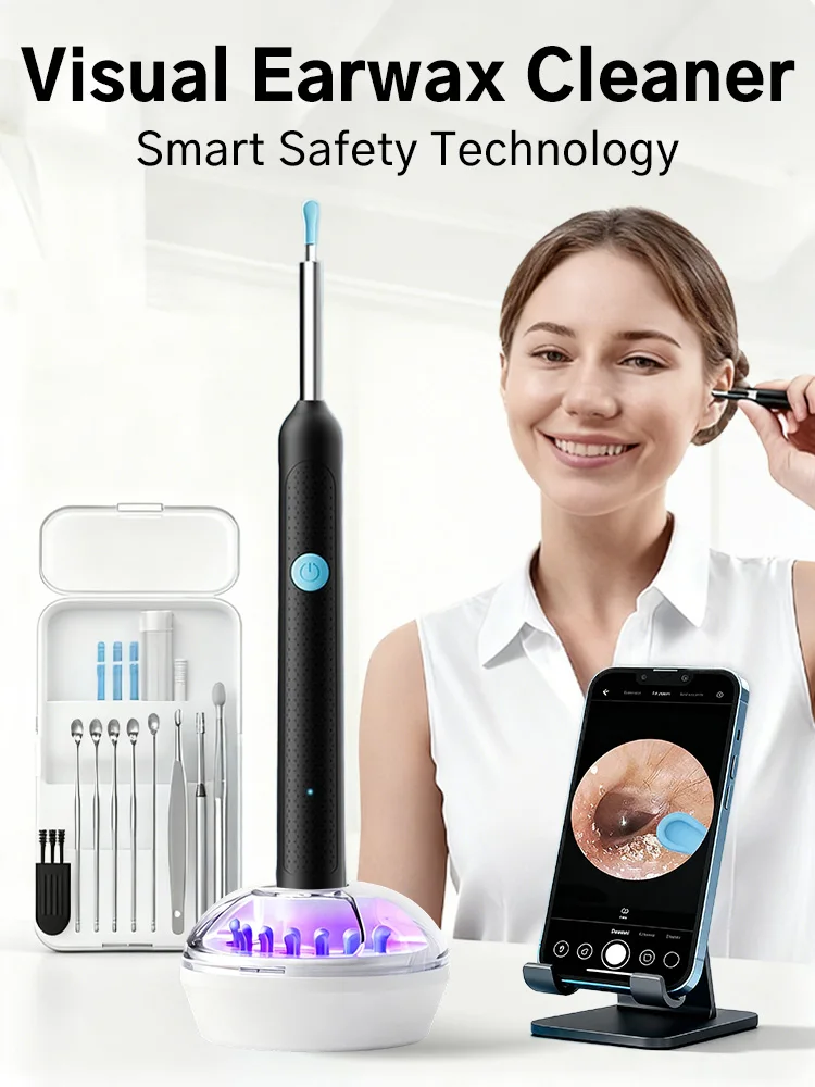 Wireless Ear Wax Removal With Camera Rechargeable Ear Cleaner HD Check Camera with Ear Spoon Set Canal Clean