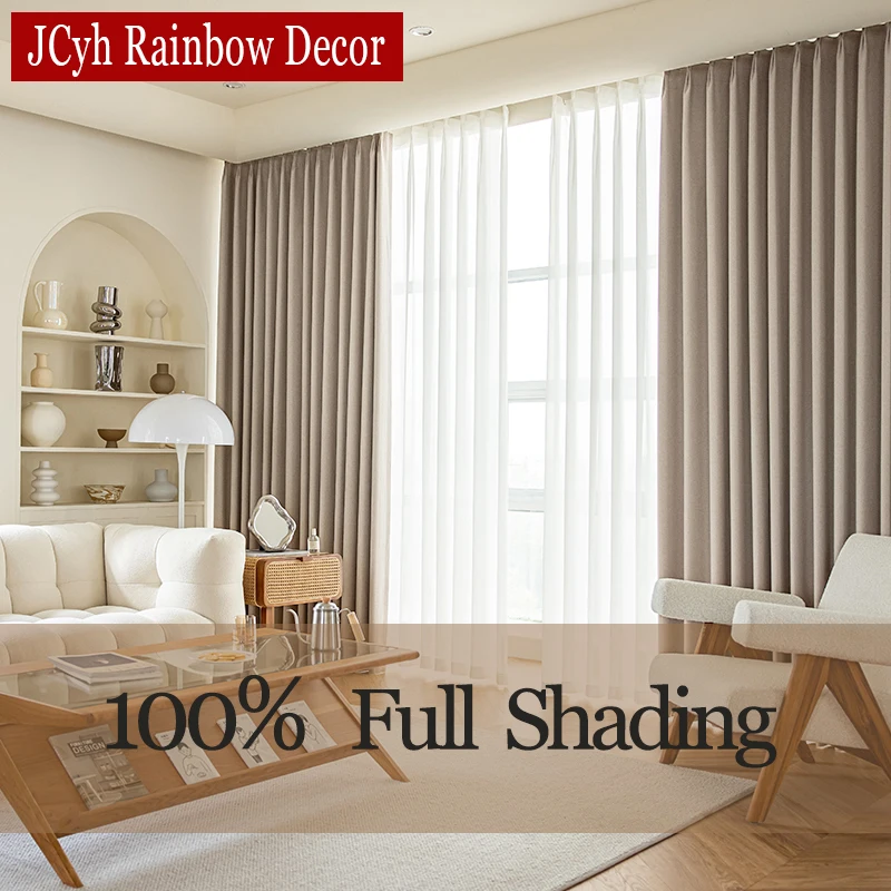 Modern Hall Beige Blackout curtains for Living Room Bedroom Opaque Curtain Windows Full Shad Japanese Thermal Blinds Drapes