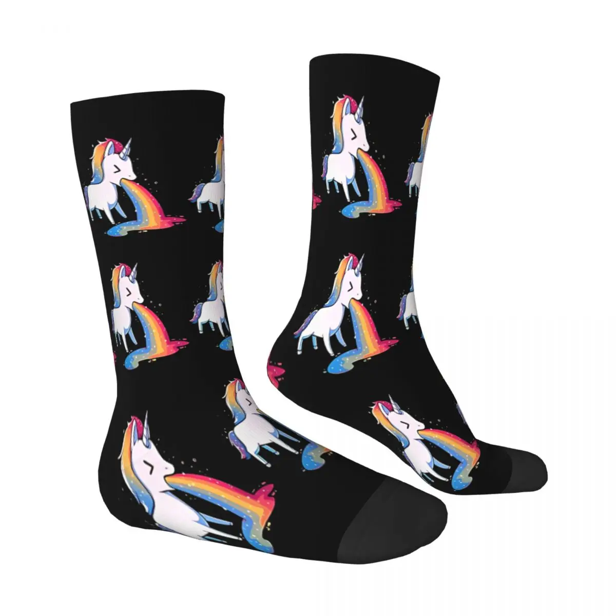 Puking Rainbow Unicorn Socks Male Mens Women Spring Stockings Hip Hop