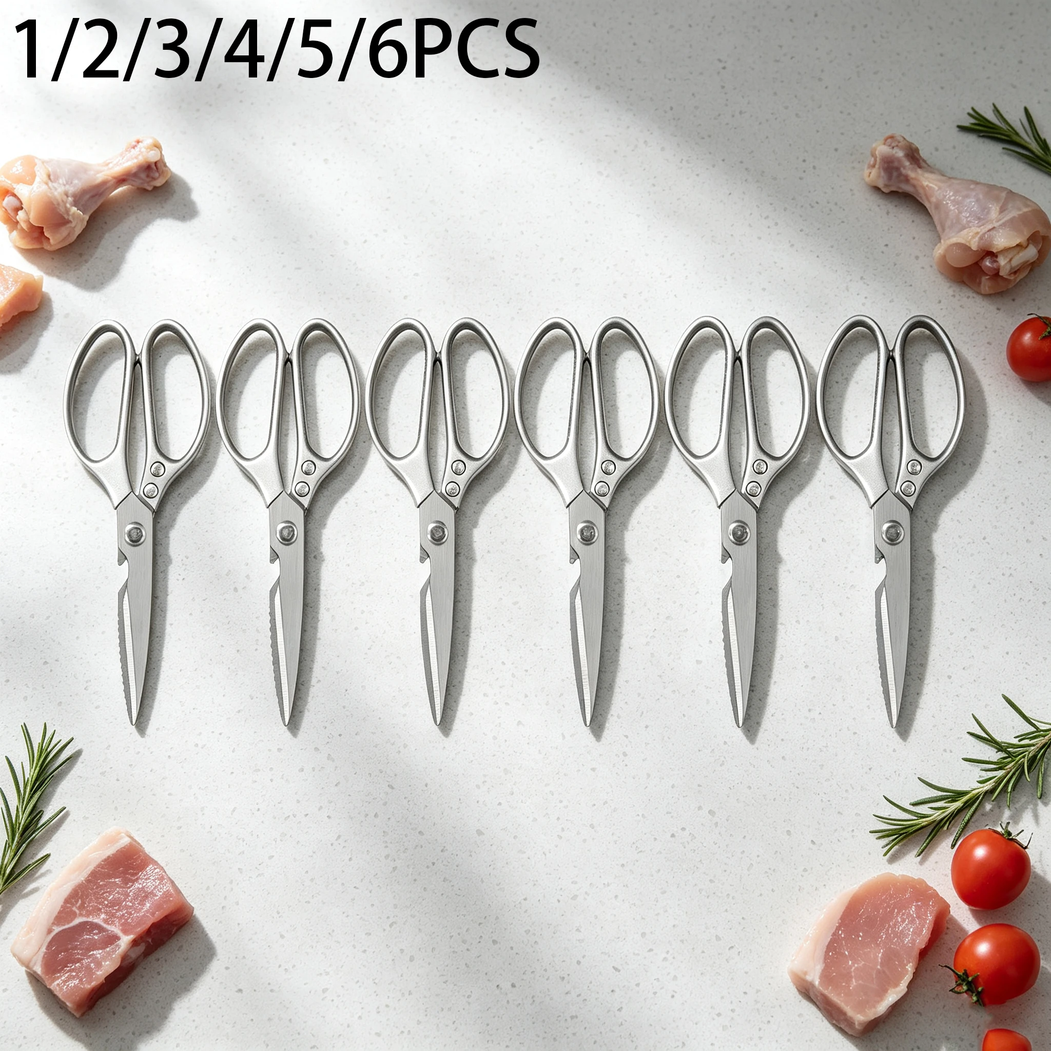 1/2/3/4/5/6PCS,Household Multi‑function Kitchen Shears Food Scissors Poultry Shears Fish Cutting Kitchen Scissors Kitchen Gadget