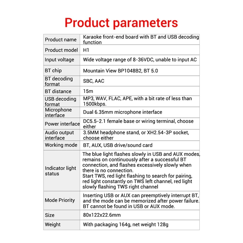 DAM H1 Karaoke Reverb Board USB Decode Board Front Effekt Mikrofon Singen mit Bluetooth USB Decode Board (B)