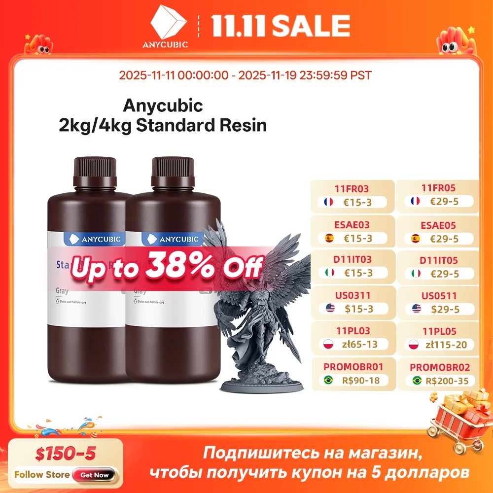 Anycúbico resina padrão uv sensível resina uv de alta precisão lcd materiais de impressão impressora 3d para photon mono 5s pro Anycúbico resina padrão uv sensível resina uv de alta precisão lcd materiais de impressão impressora 3d para photon mono 5s pro
