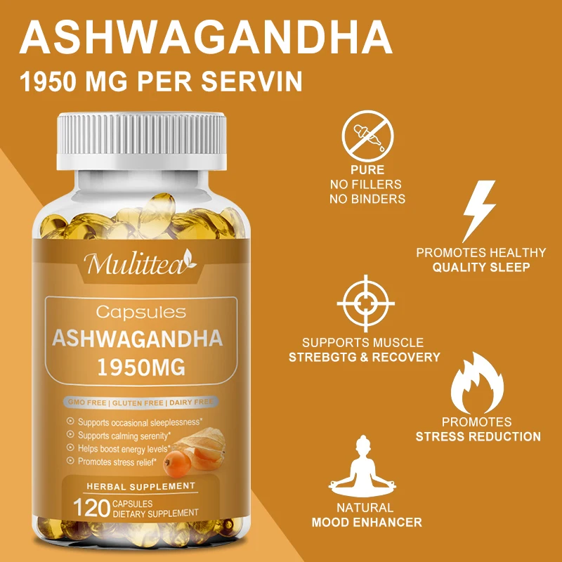 Mulittea Ashwagandha Extract for Increases Your Energy and Desire Relieve Stress Support Mood & Focus Support Sleep Health