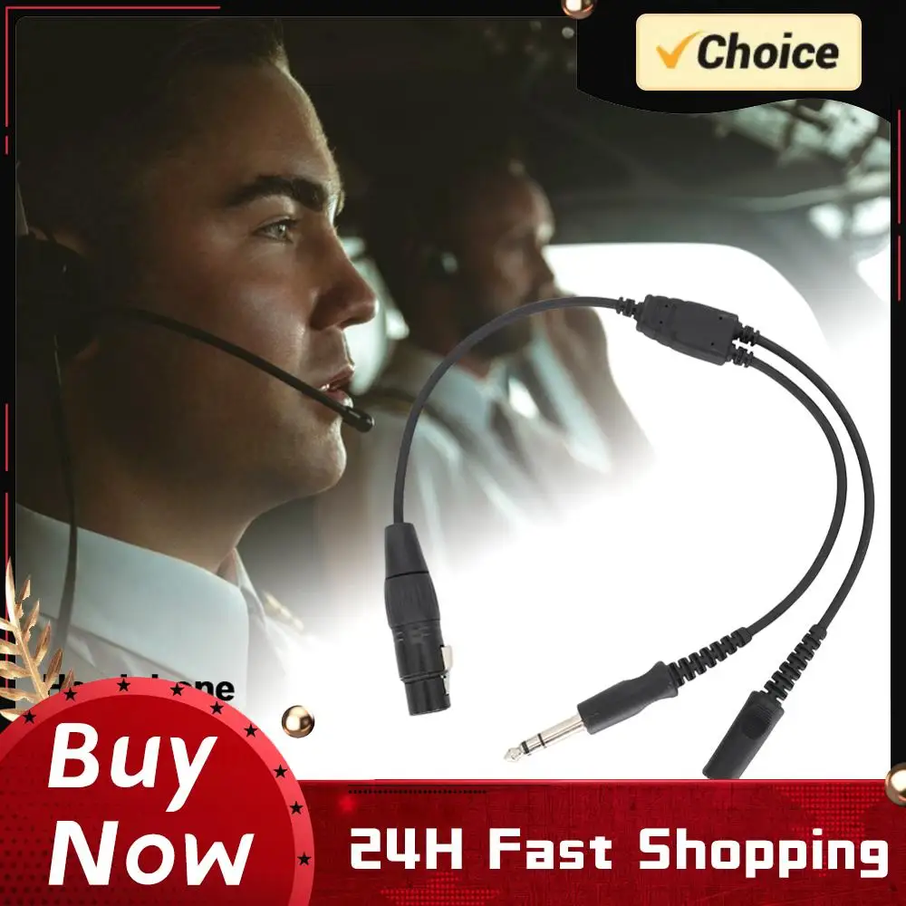 

Airbus XLR To GA Dual Plug 5 Pin Headset Adapter Cable Male To Female Aviation Earphone Wire Black for Aviation Communication