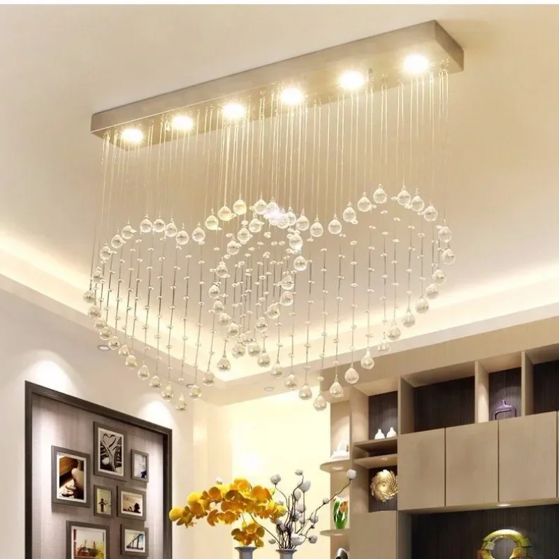 Modern LED Pendant Lights High End Crystal Heart-shaped Minimalist Restaurant/living Room Bedroom Double Heart-shaped Chandelier