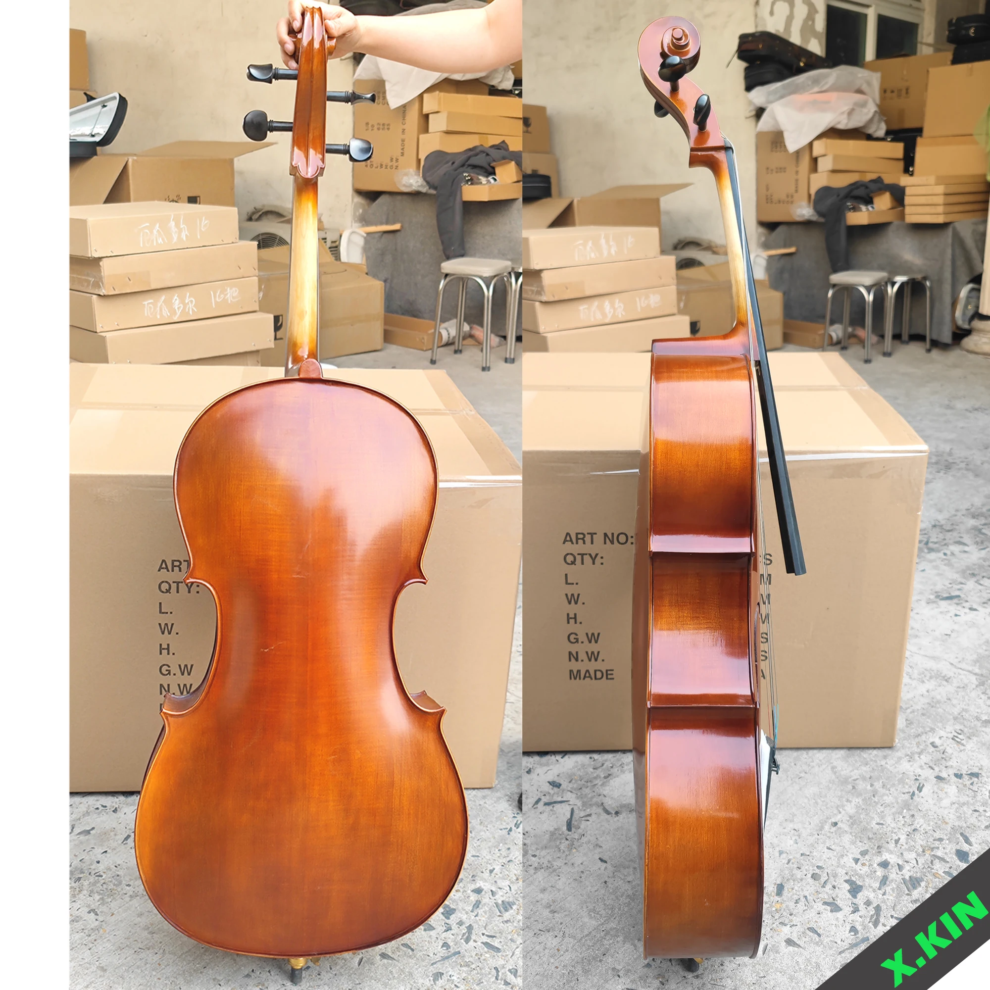 Violonchelo de Madera Maciza 4/4, Tapa de Abeto, Fondo de Arce, Violonchelo Profesional, Apto para Práctica de Estudiantes