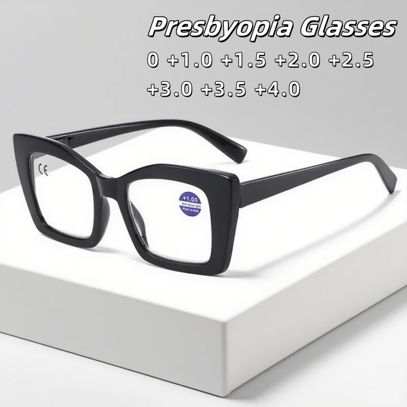

Fashionable and Versatile Large Frame Presbyopia Glasses Women's New Floral Spring Leg Anti Blue Light Glasses Diopter To +4.0