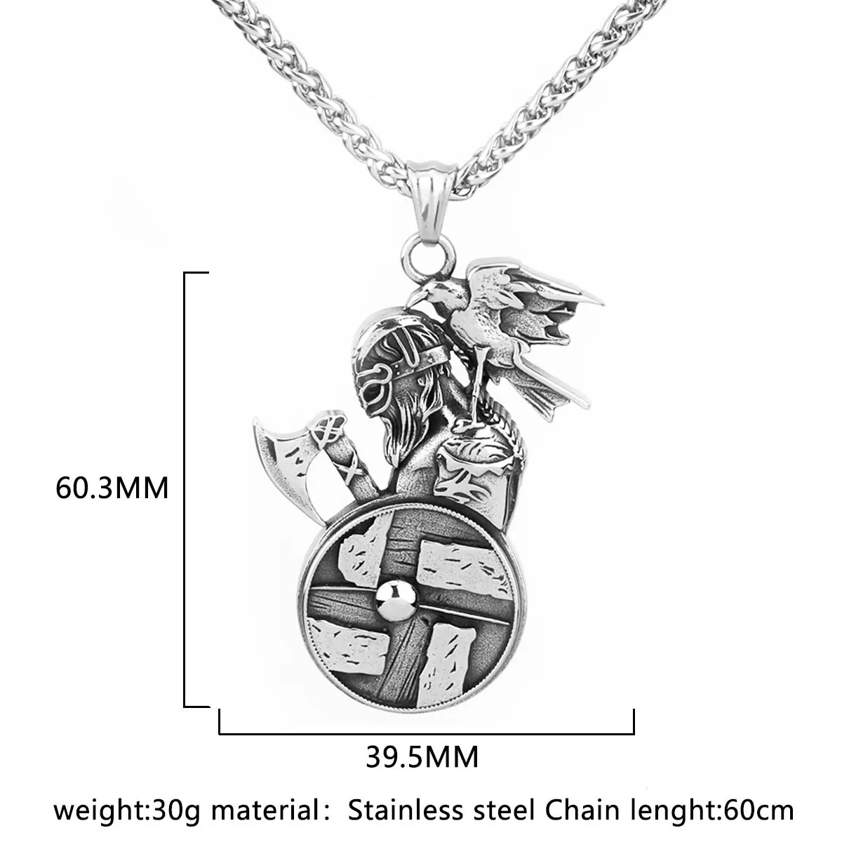 316L Stainless Steel Viking Warrior Crow Symbol Crow Men\'s Pendant Shield Axe Necklace Nordic Hip Hop Cyclist Jewelry Wholesale