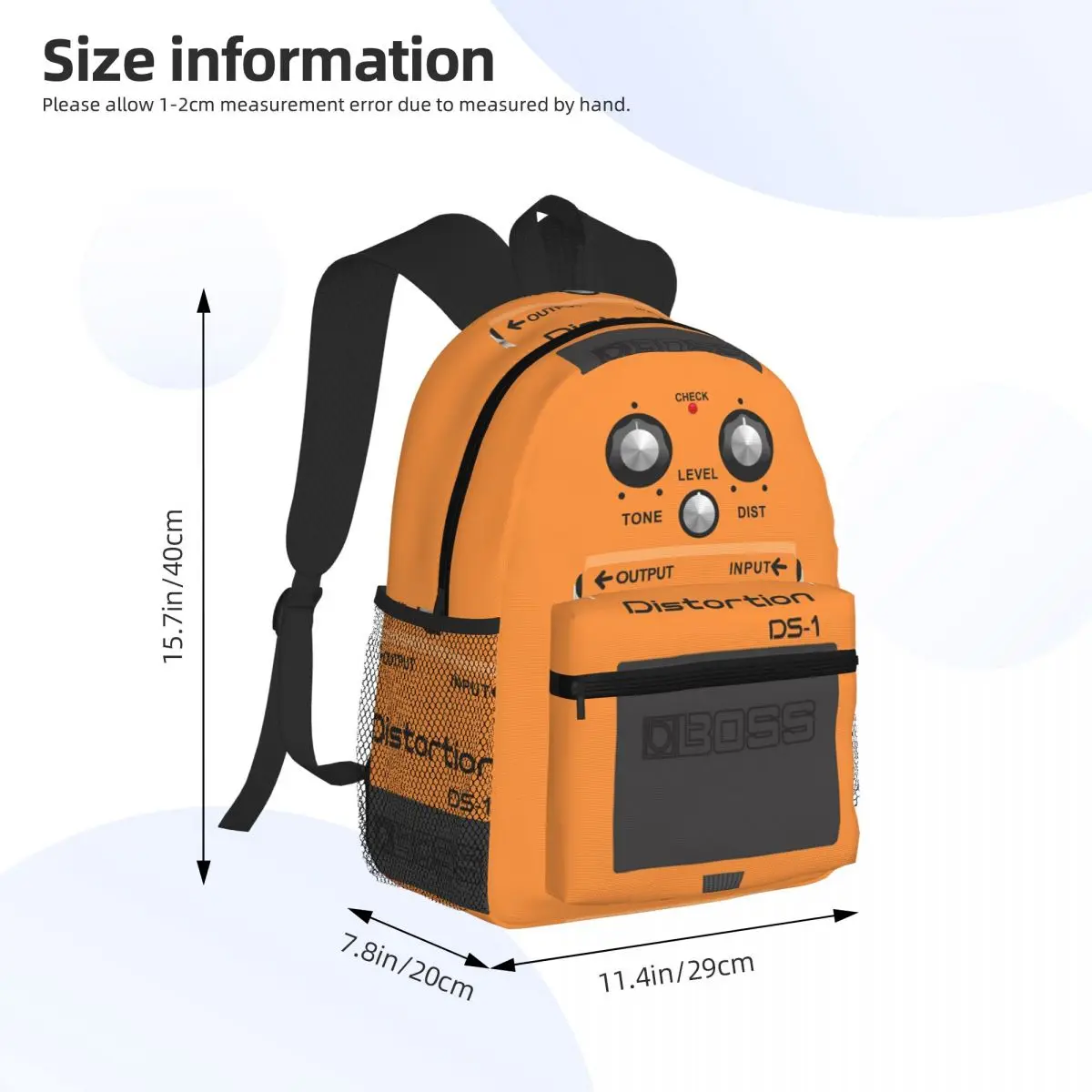 Boss Overdrive Bluesbreaker جيتار دواسة حقيبة ظهر الطالب حقيبة مدرسية المشي لمسافات طويلة السفر Daypack للرجال النساء حقيبة الكتب حقائب الكتف