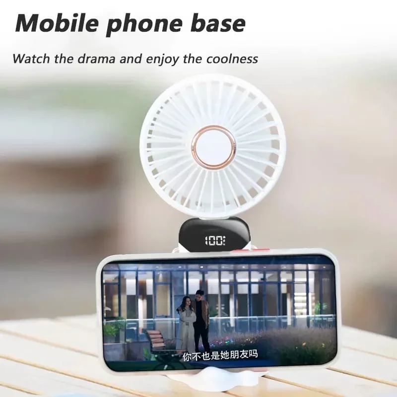 Xiaomi MIJIA USB Handheld Fan Mini Portable Digital Display silentOffice DeskStudent on Dormitory Charging Outdoor Folding Fan