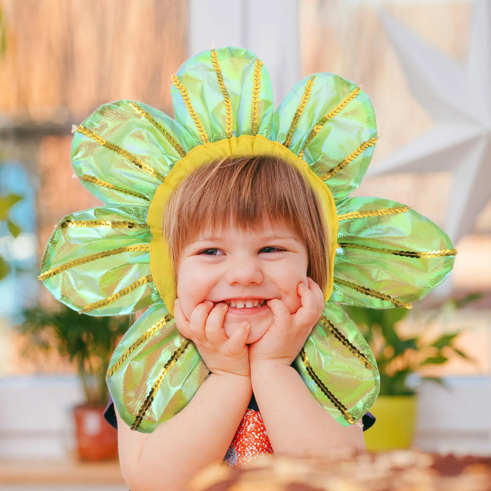 Children Sunflower Headgear Cute Whimsical Flower Headpiece Perfect for Performance Birthday Halloween Christmas Party Sunflower