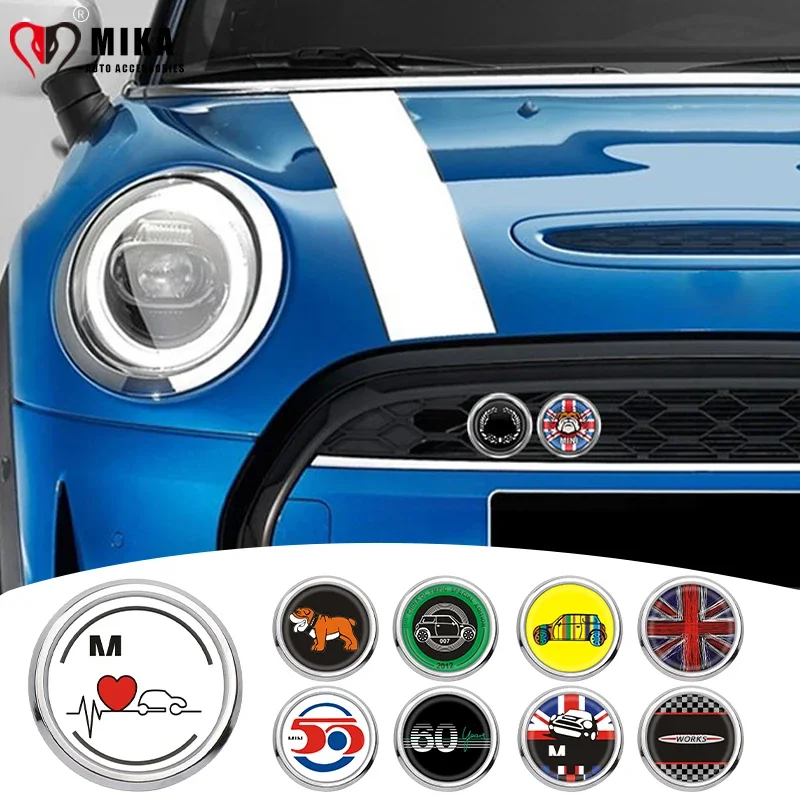 Car Front Grill Badge Cover Emblem 3D Stickers FOR Mini Cooper F54 F55 F56 F60 R50 R52 R55 R56 R60 Car Accessories Decorative