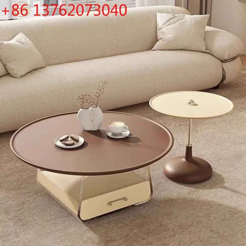 

2026 cream wind retro double-layer coffee table living room home simple modern coffee table combination