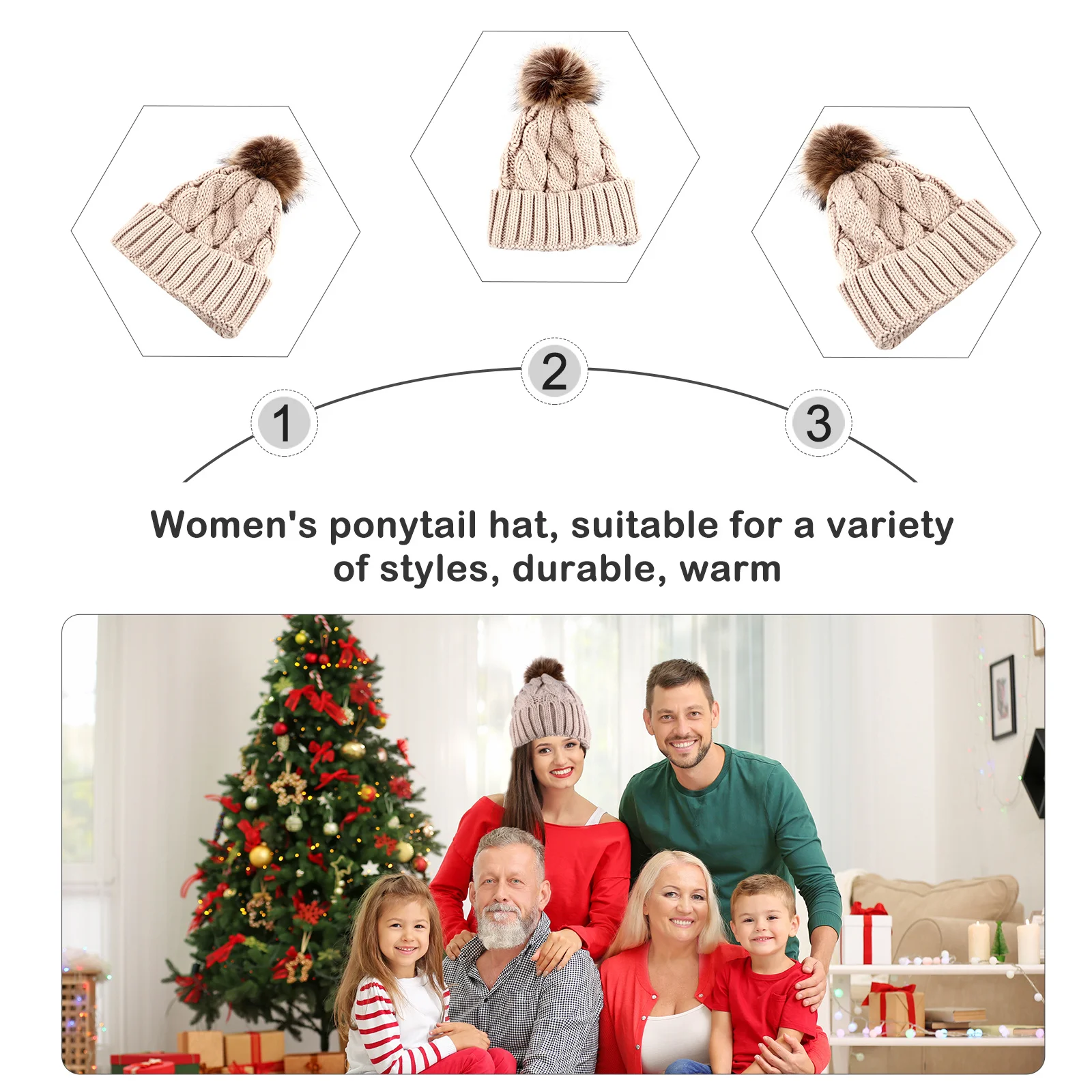 

1Pcs Female Winter Knitted Horsetail Hat Warm Woolen Knitted Cap Soft Earflap Warm Headgear Autumn Winter Fashion