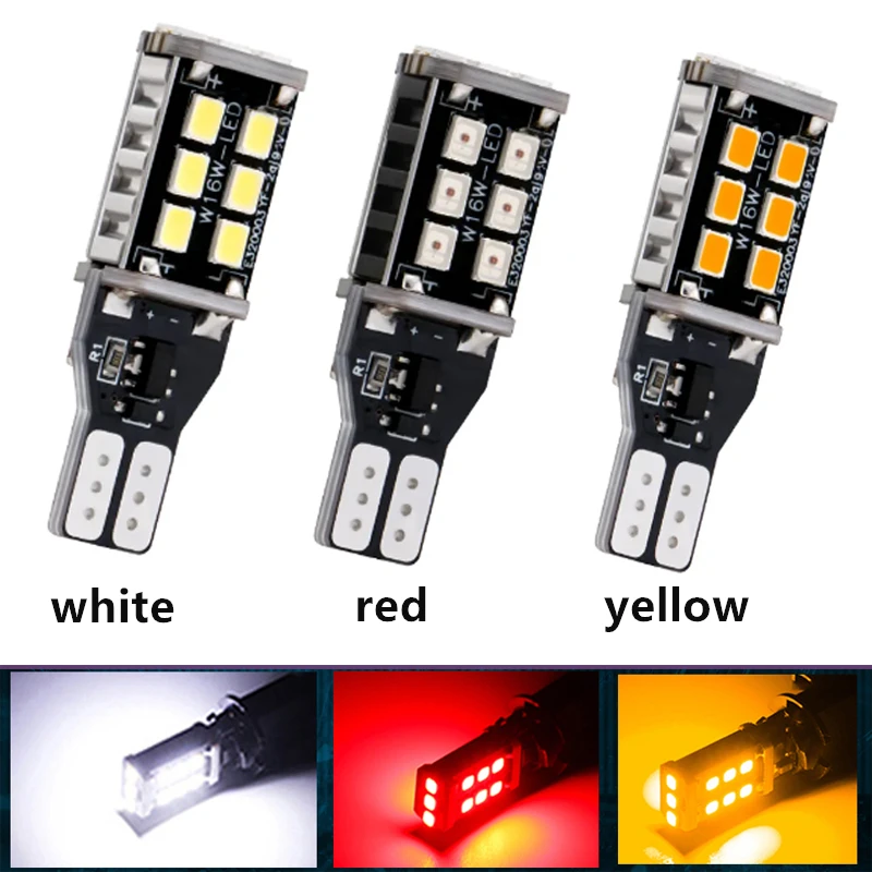 

2PCS 12V T15 W16W LED Canbus No Error Bulbs 2835 15SMD Backup Reverse Light 921 912 Bulb Car Reversing Lamp Xenon 6000K White