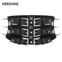 HERSHINE Cinturón ancho elástico con calavera puntiaguda a la moda para mujer, accesorios góticos Y2K, Harajuku, Punk, Rock y Hip Hop, primavera, verano