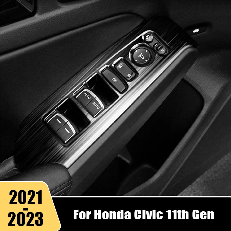 Stainless Steel For Honda Civic 11th gen 2021 2022 2023 Car Door Window Switch Buttons Covers Armrest Panel Interior Accessories