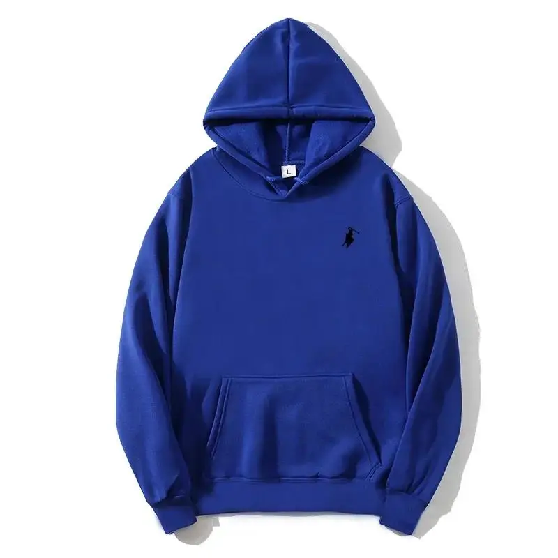 2026 Herbst Winter Herren Bestickter Polo Hoodie mit Pferde-Logo, Einfarbiger Lässiger Pullover mit Kapuze, Alltägliche Streetwear-Oberteile – Detail 6