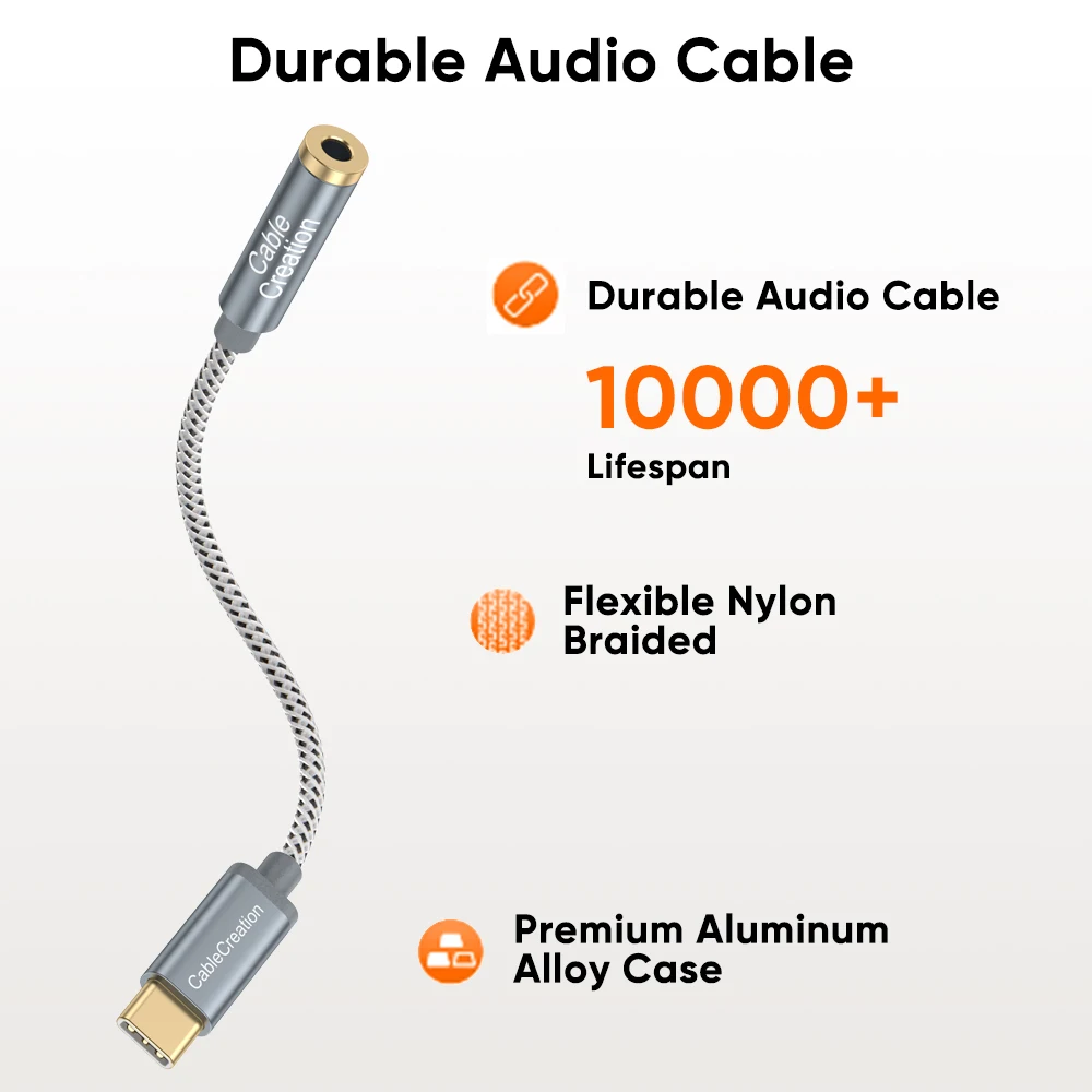 CableCreation USB نوع C إلى 3.5 مللي متر جاك Aux سماعات محول USB C إلى الصوت كابل لباد برو سامسونج غالاكسي موتورولا شاومي