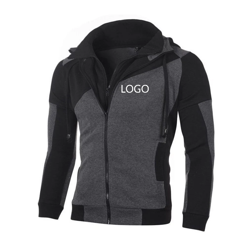 Logo Customization Printing Men's Fashion Double Zip Hoodie Spring Autumn Hooded Jacket Casual Zipper Sweatshirt Sportswear