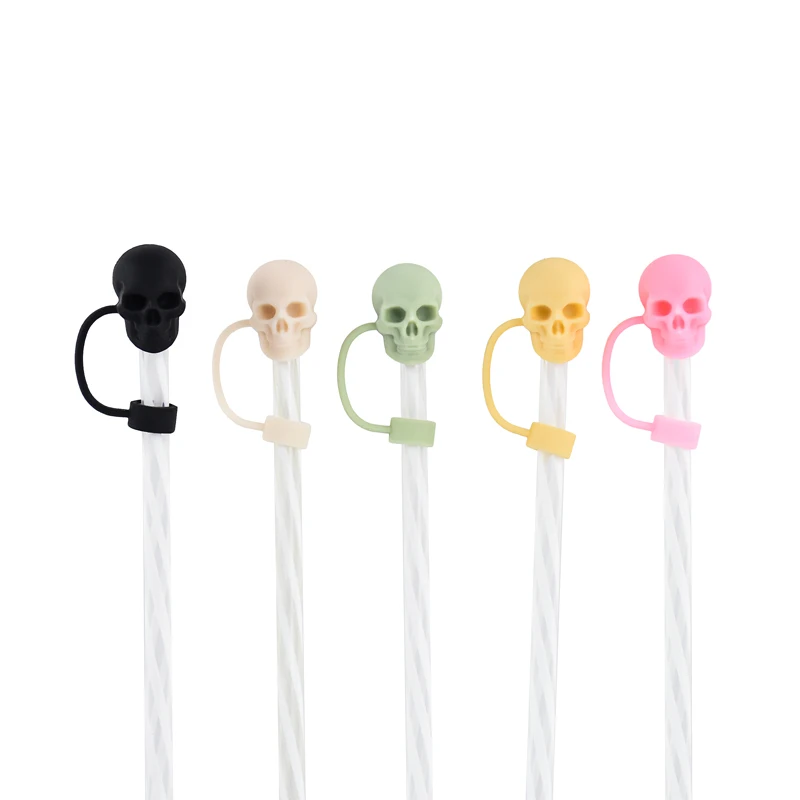 

5pcs Skull Straw Cover Cap for Stanley Cups Tumble 10mm Straw Dust Proof Reusable Stanley Straw Topper Halloween Decor