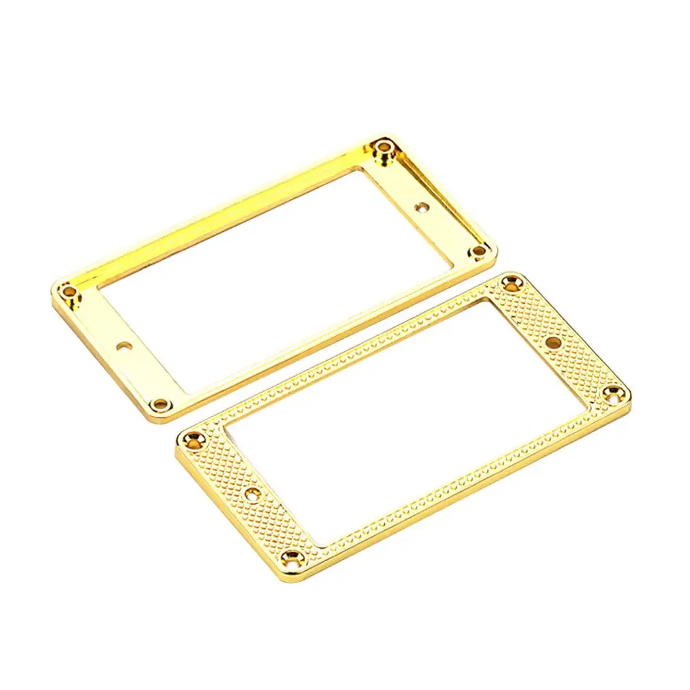 

2 Pcs Golden Pattern Guitar Pickup Rings Flat Metal Covers Humbucker Frames Parts Electric Mounting Accessories