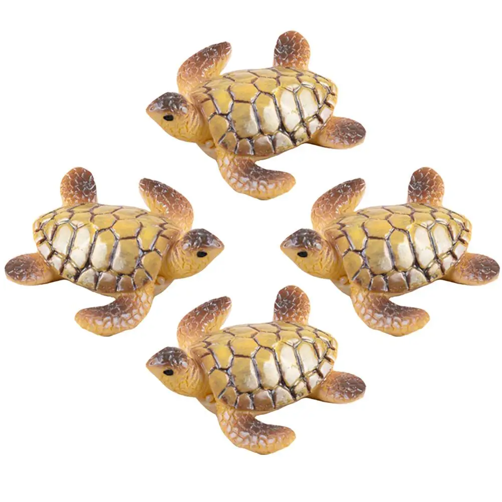 

4 Pcs Resin Sea Turtle Figurine Fish Tank Accessory Decorative nament Garden Craft Landscape Model Miniature Toy For Kids 3.5cm