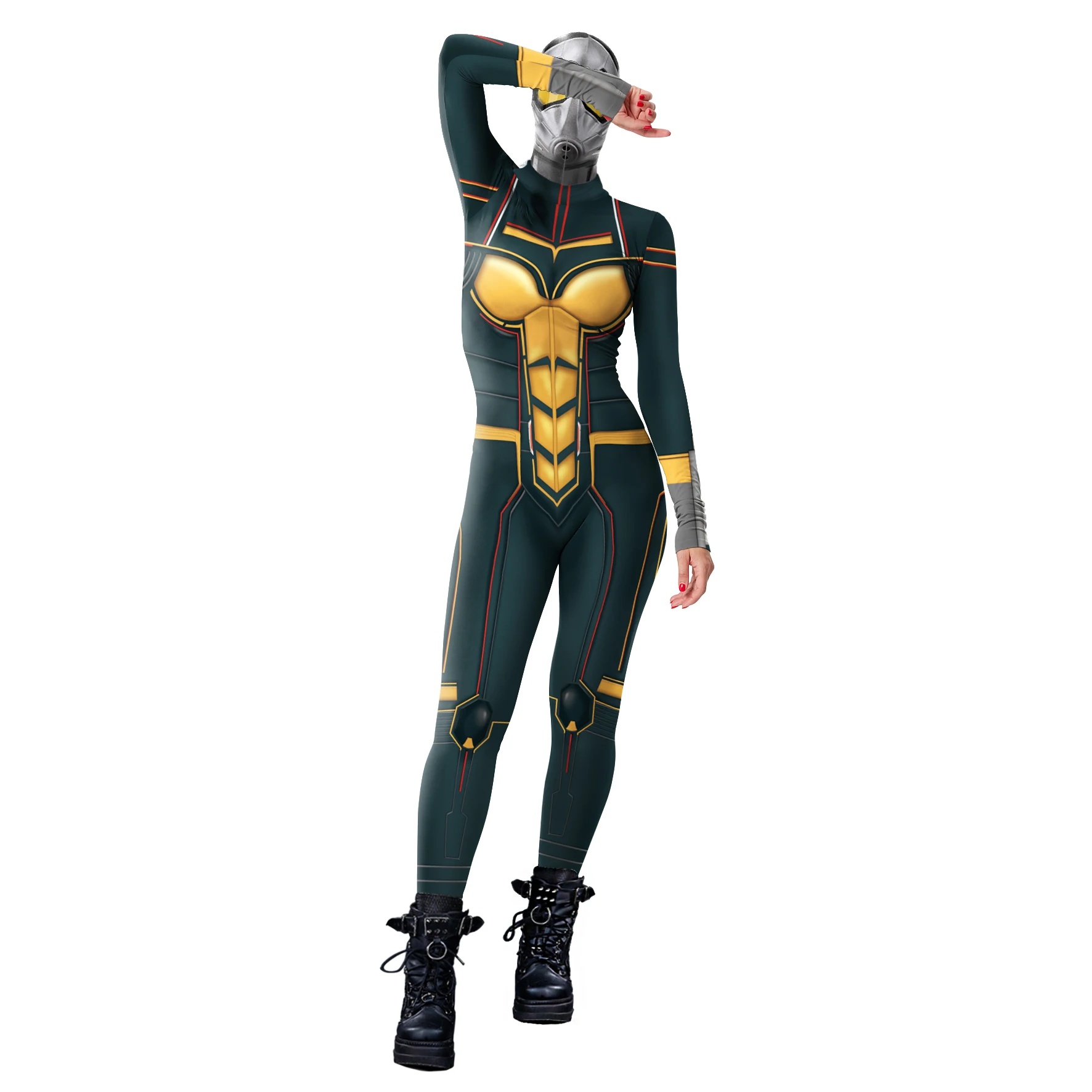 Mono con patrón de hormiga de película, disfraz de héroe, mono ajustado para Halloween, Catsuit de manga larga, traje Zentai de Festival de lujo