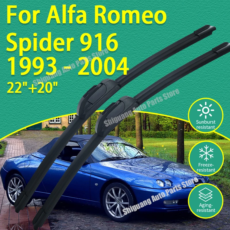 

Front Silicone Coating Wipers for Alfa Romeo Spider 916 1993 - 2004 Car Wiper Windshield Windscreen Blades Accessories 2003 2002