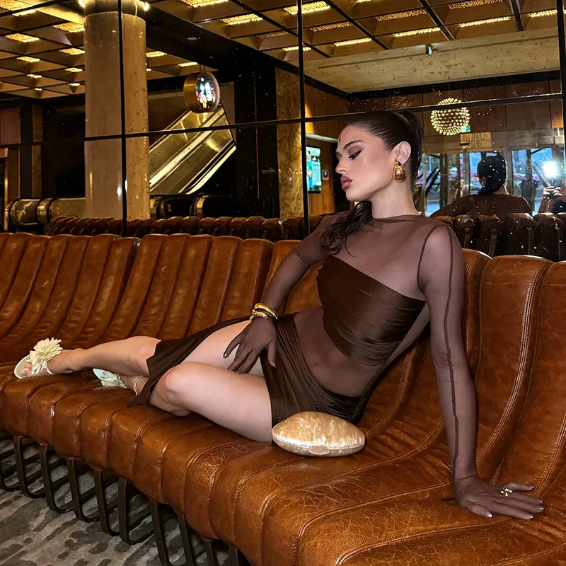 Frauen Mesh Golves Hüfte Kleid Dame Festival Party Geburtstag Abendessen Bankette Abend Dame Elegante Hotsweet Sexy Sheer Charming Kleid