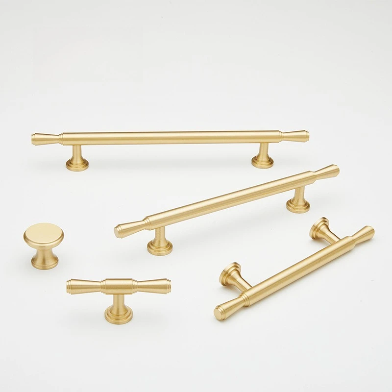 Brass furniture gold wheat wave copper natural color copper matte black light luxury dining wine clothing cabinet door handle