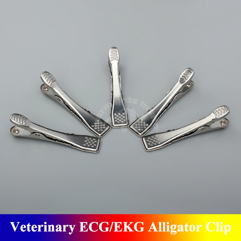 5pcs Veterinary ECG/EKG Alligator Clip Reusable Animal Cat Dog ECG Clips Veterinary Instrument