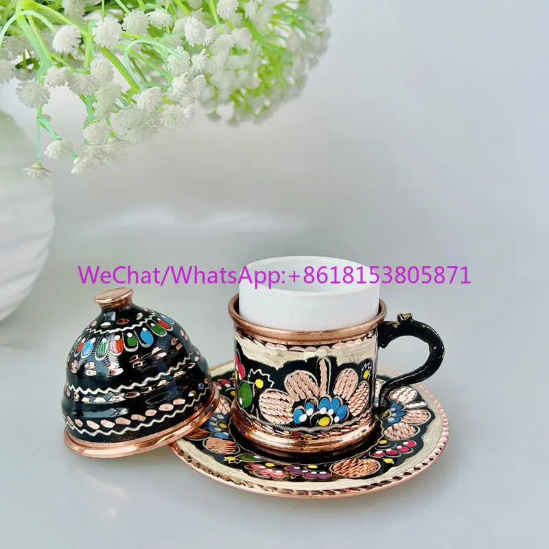 Pure hand-painted carved copper coffee cup, precious metal court wind hand cup