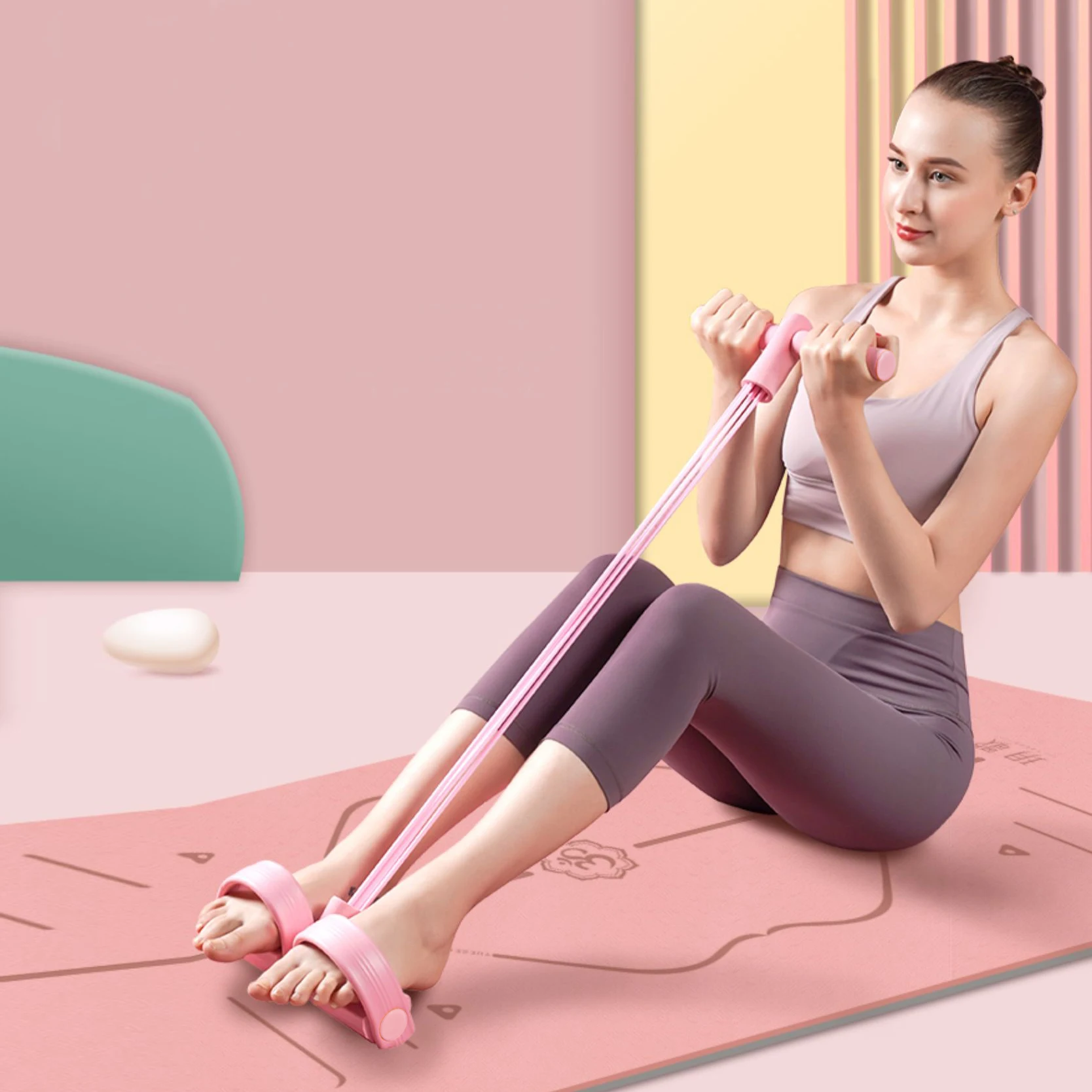 1pc Slim & Tone Your Entire Body with Pedal Resistance Bands - Yoga Equipment for Abdomen, Waist, Arm & Leg Stretching!