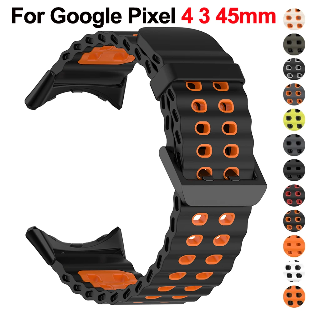 【セール中】シリコンストラップ Google Pixel Watch 4 45mm スポーツマリンバンド用 Google Pixel Watch 3 45mm ブレスレットリストバンドアクセサリー