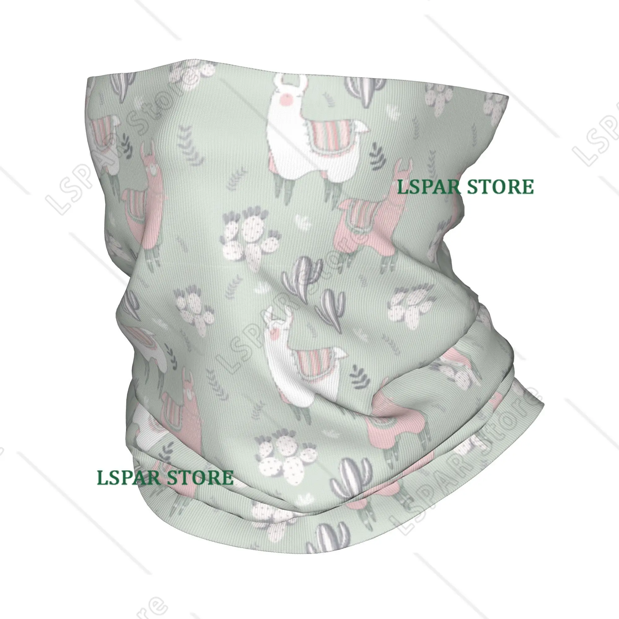 Cute Cactus Alpaca Pattern Bandana Neck Cover Printed Wrap Scarf Multi-use Headwear for Men Women Adult All Season