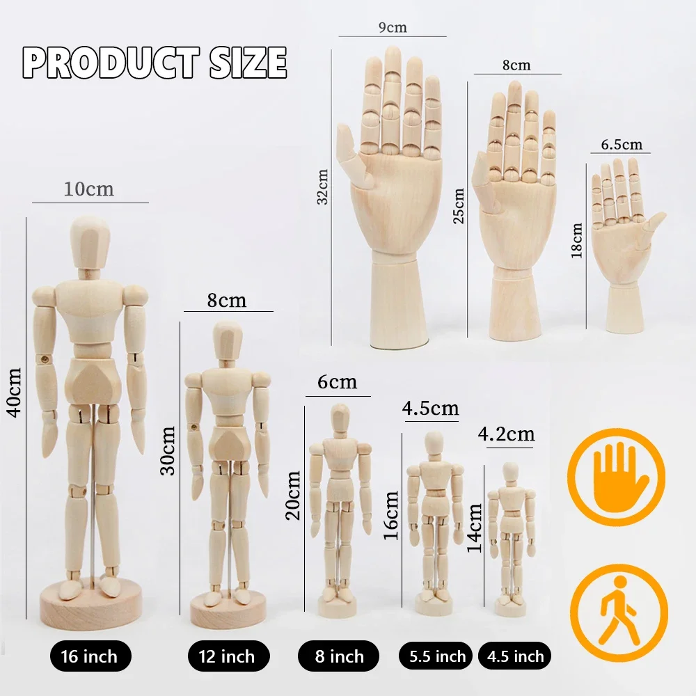 Figurines à main en bois, modèle de dessin à articulations rotatives, croquis, Mannequin miniature, décoration de bureau, maison, salle de bureau
