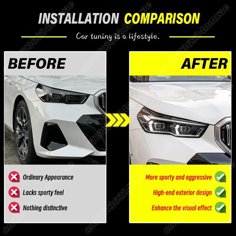 For BMW 5 Series i5 G60 G61 2024 2025 2026 Car Headlight Eyelid Automotive Upgrade Exterior Decoration Body Modification Kit