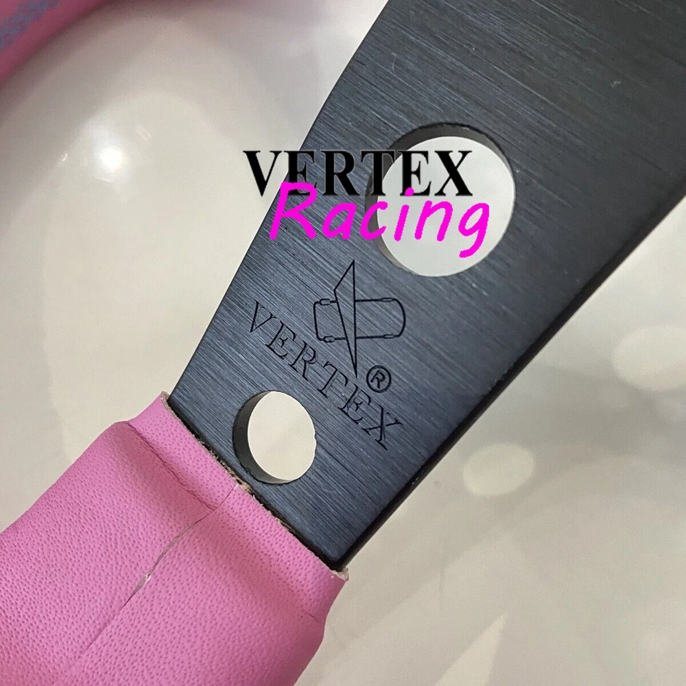 330MM Universal Girly Pink Racing Vertex Steering Wheel JDM Deep Corn Sport Game Leather Fatlace VERTEX Steering Wheel