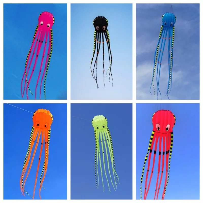 

free shipping 8m octopus kites for adults flying kevlar kite inflatable games cometas de viento toy sports linha de pipa vlieger