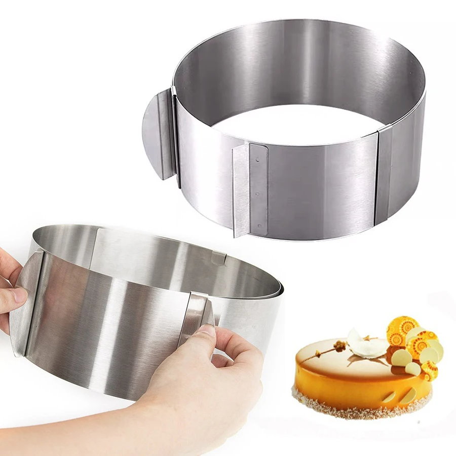 1PC 6-12Inch Expandable Stainless Steel Round Mousse Ring Adjustable Cake Mold Baking Tool for Home Cafe Dessert Shop Pastry ZYF