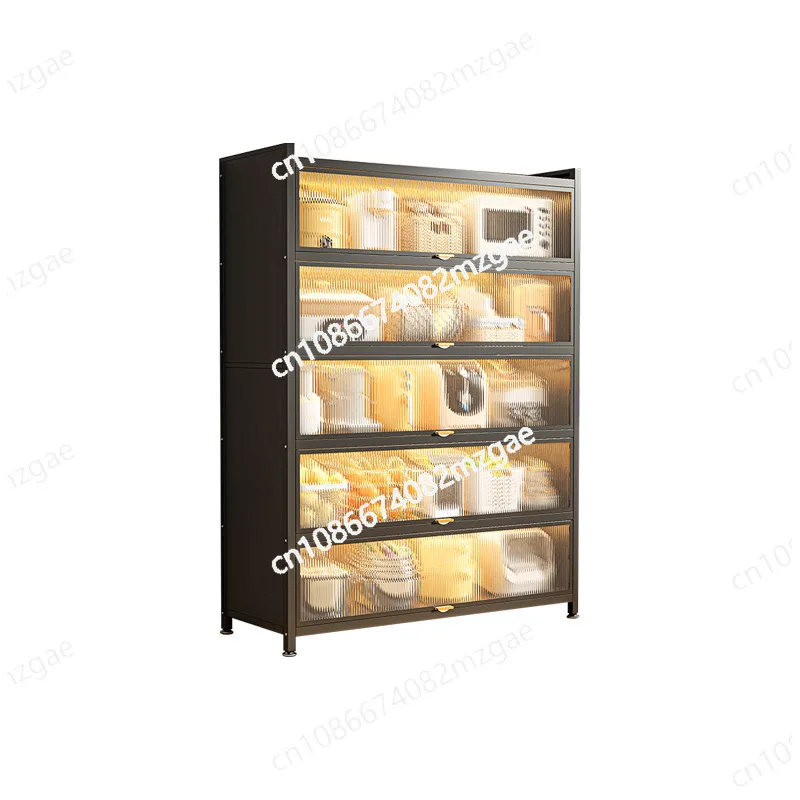 Kitchen Rack Multi-layer Floor Type Microwave Oven, Pot Cabinet, Household Multi-function Dustproof Cabinet, Side Cabinet