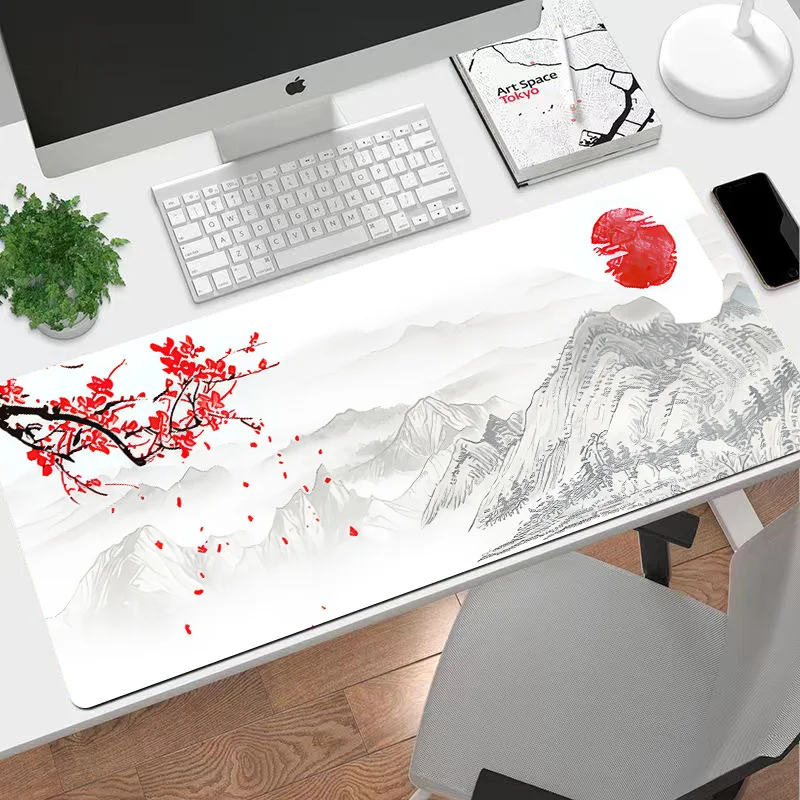 汚れに強いゴム製のマウスパッド,大きなマウスパッド,山,太陽,プラム,桜,中国のシックなスタイル
