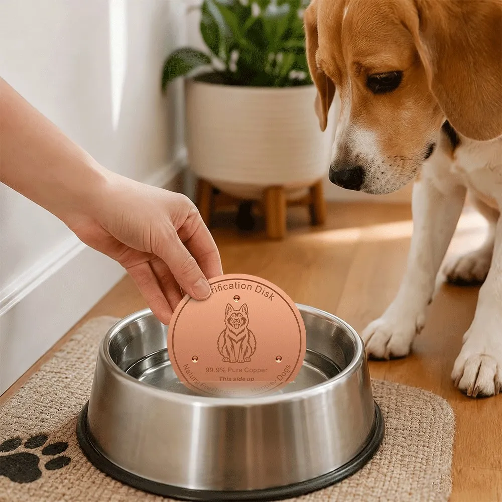 Pure Copper Pet Water Filter Disc 99.9% Purification Plate99.9% Pure Copper Pet Water Purification Disk for Dogs and Cats