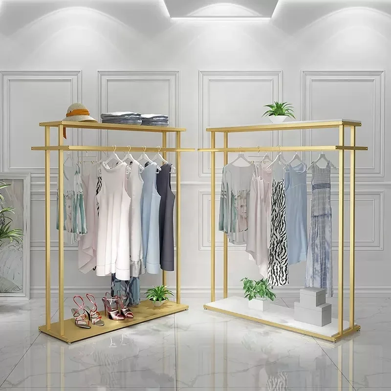 

CustomGolden Clothing Store Display Stand Combination Men's Women's Clothing Store Shelf Standing Cloth Rack