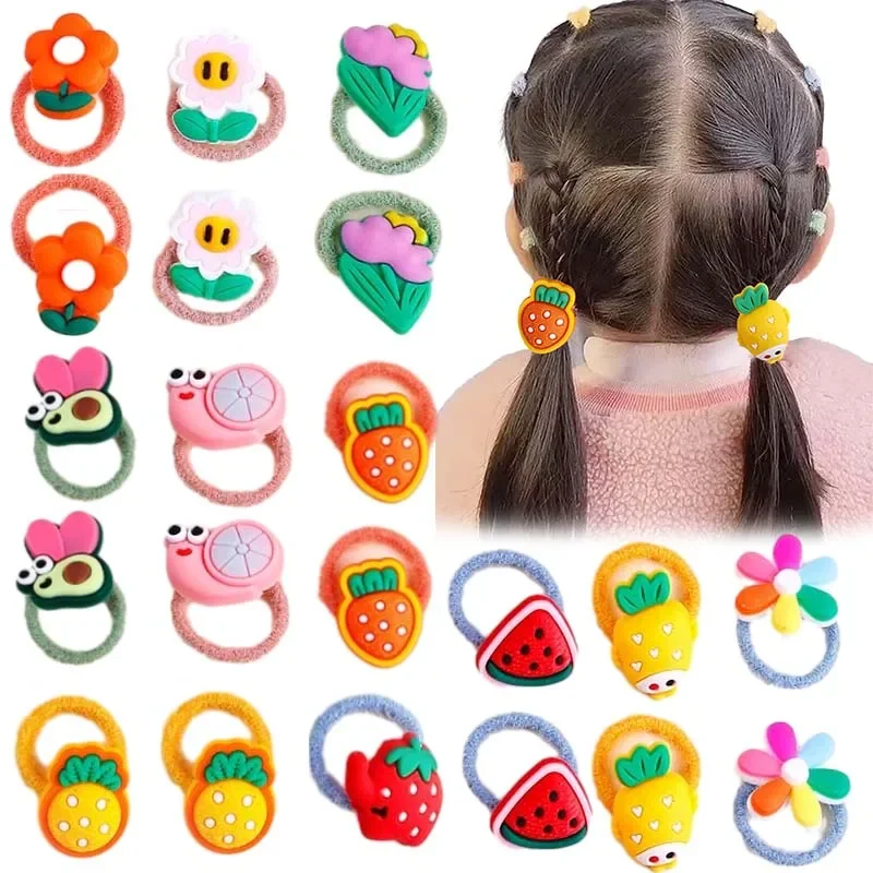 ncmama 20Pcs Kawaii Animal Fruit Hair Ties High Elastic Rubber Band Little Girls Cute Funny Hair Rope Thumb Hair Band Hair Ring