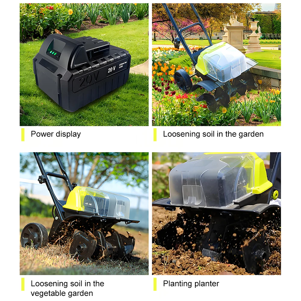 40V Lithium Microtiller Mini Rotary Tiller Multifunctional Agricultural Furrowing Plowing Cultivating Machine Turning Soil