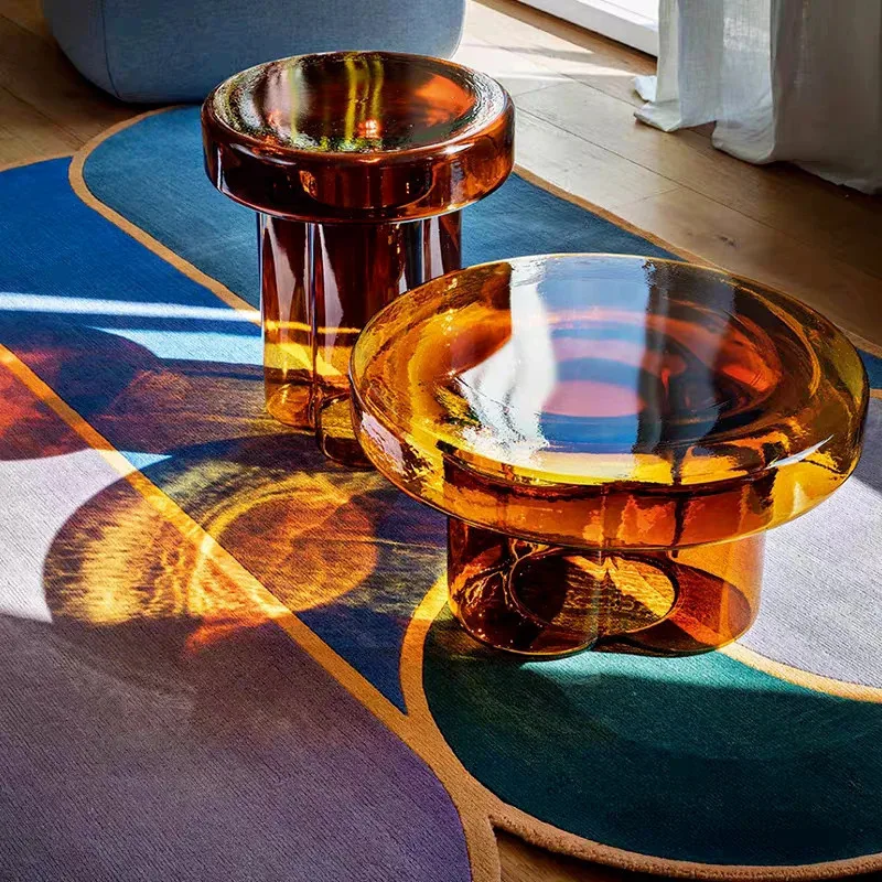 Glass coffee table round color Nordic creative living room simple coffee table hall design home furniture luxury coffee table