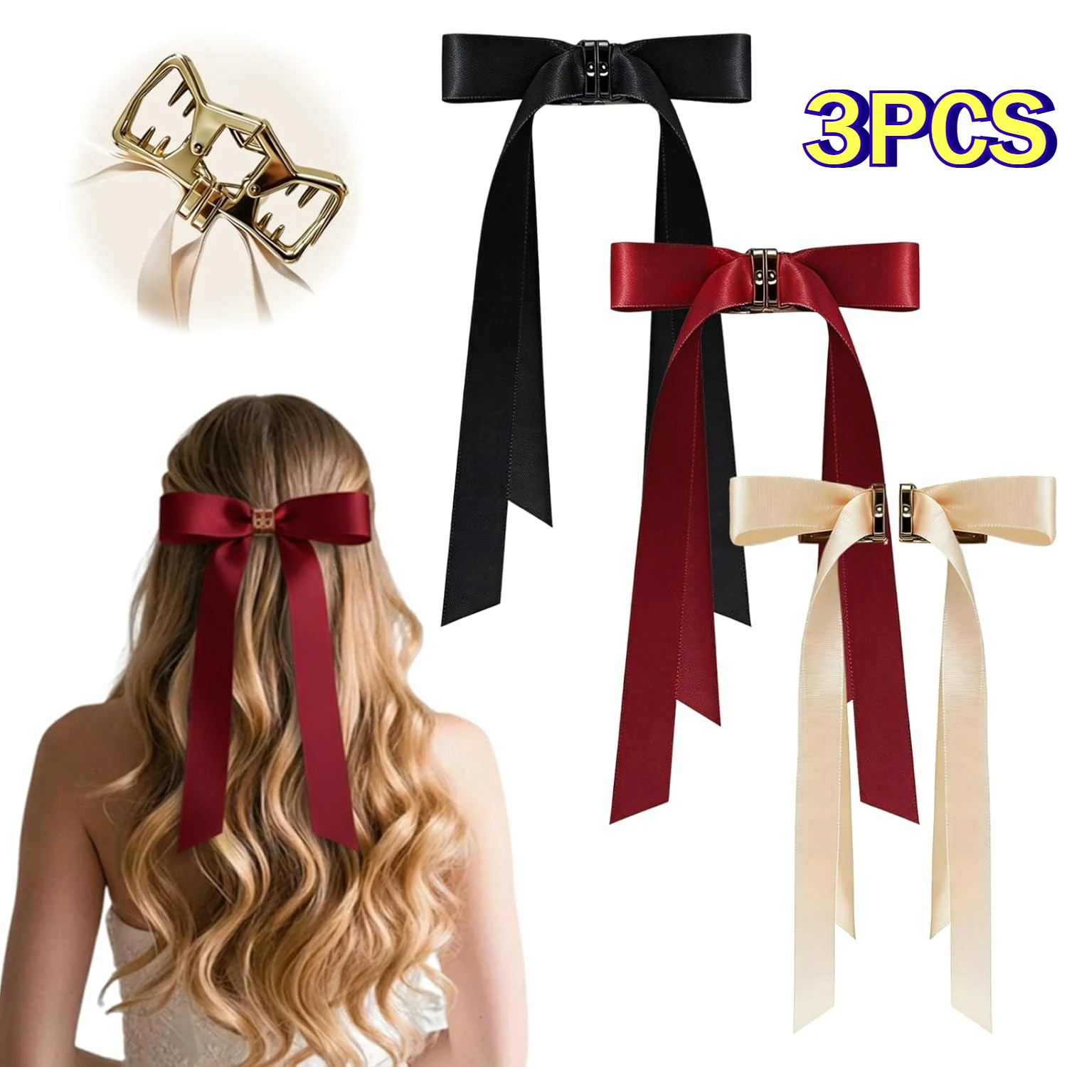 

3PCS Magnetic Hair Bow,Magnetic Hair Clips for Styling, Butterfly Hair Clips,Strong Hold No-Slip Clips,Seamless 2-in-1 Design